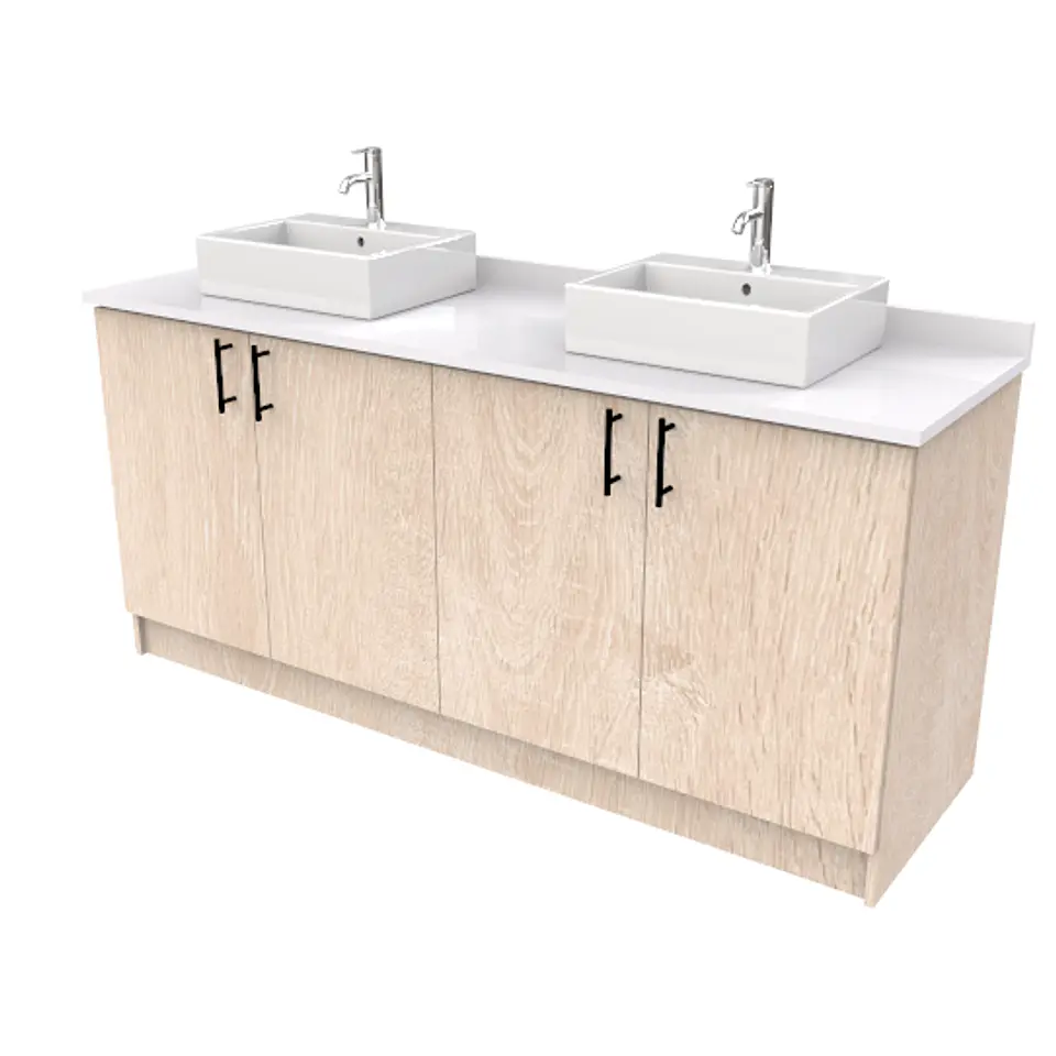 Mueble Vanitorio al piso  para lavamanos sobreponer de 160 cm M0-1630 con cubierta de cuarzo / Provenzal 1