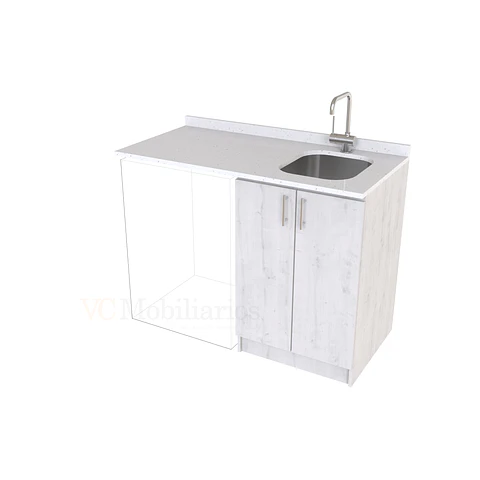 Mueble para logia de 120cm con lavadero y cubierta de cuarzo / M1-1234-MLO / Alaska