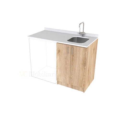 Mueble para logia de 120cm con lavadero y cubierta de cuarzo / M1-1234-MLO / Cava