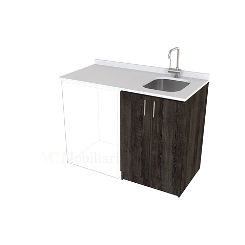Mueble para logia de 120cm con lavadero y cubierta de cuarzo / M1-1234-MLO / Espresso