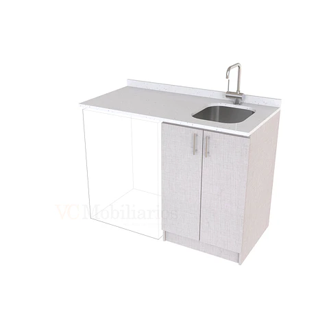 Mueble para logia de 120cm con lavadero y cubierta de cuarzo / M1-1234-MLO / Giorno