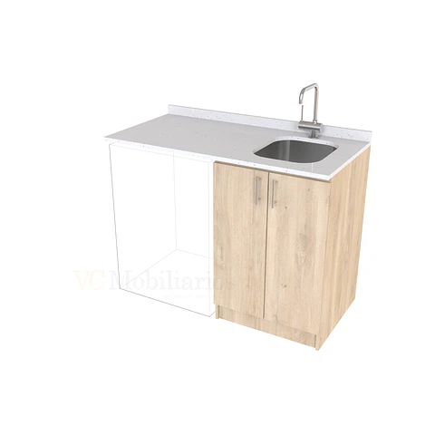 Mueble para logia de 120cm con lavadero y cubierta de cuarzo / M1-1234-MLO / Jerez