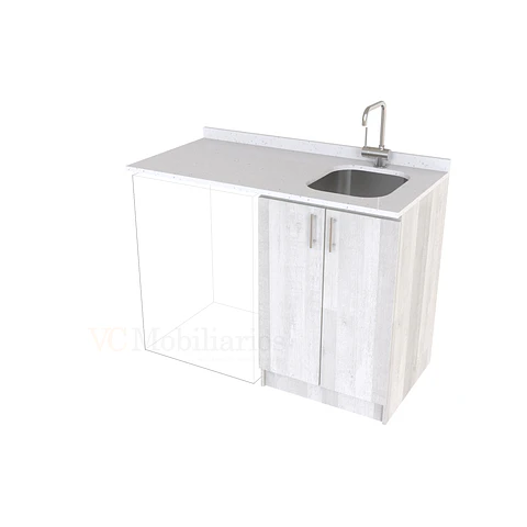 Mueble para logia de 120cm con lavadero y cubierta de cuarzo / M1-1234-MLO / Legno