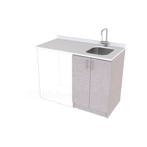 Mueble para logia de 120cm con lavadero y cubierta de cuarzo / M1-1234-MLO / Notte