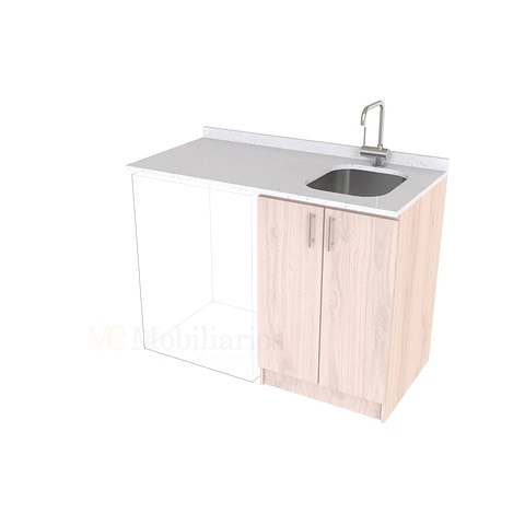 Mueble para logia de 120cm con lavadero y cubierta de cuarzo / M1-1234-MLO / Nougat