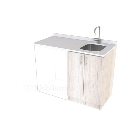 Mueble para logia de 120cm con lavadero y cubierta de cuarzo / M1-1234-MLO / Toscana