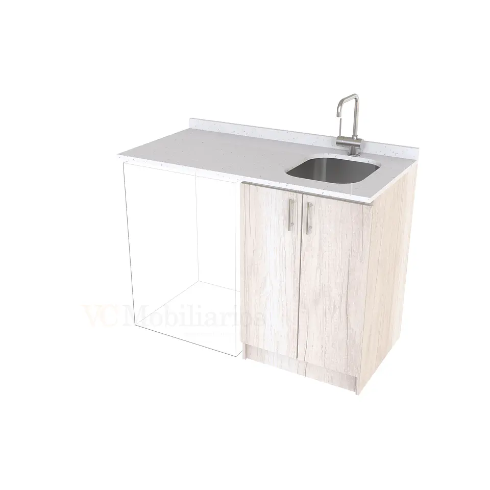 Mueble para logia de 120cm con lavadero y cubierta de cuarzo / M1-1234-MLO / Toscana 1