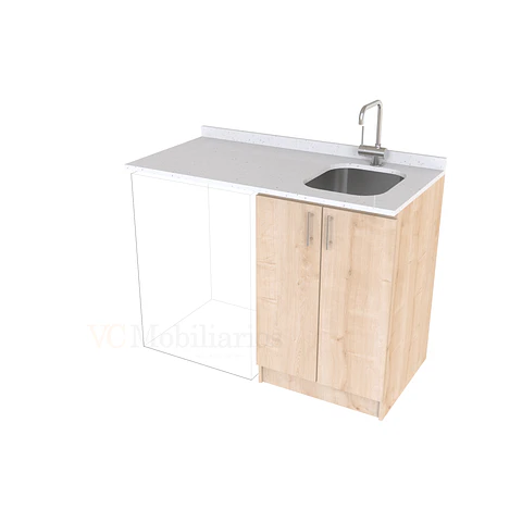 Mueble para logia de 120cm con lavadero y cubierta de cuarzo / M1-1234-MLO / Russtico