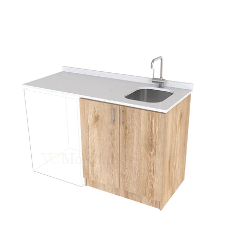 Mueble para logia de 140cm con lavadero y cubierta de cuarzo / M1-1434-MLO / Cava