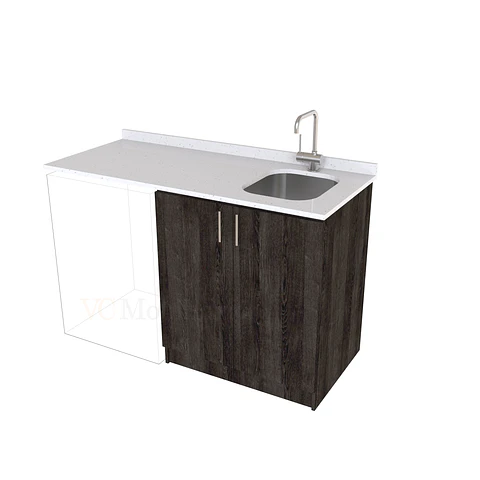 Mueble para logia de 140cm con lavadero y cubierta de cuarzo / M1-1434-MLO / Espresso