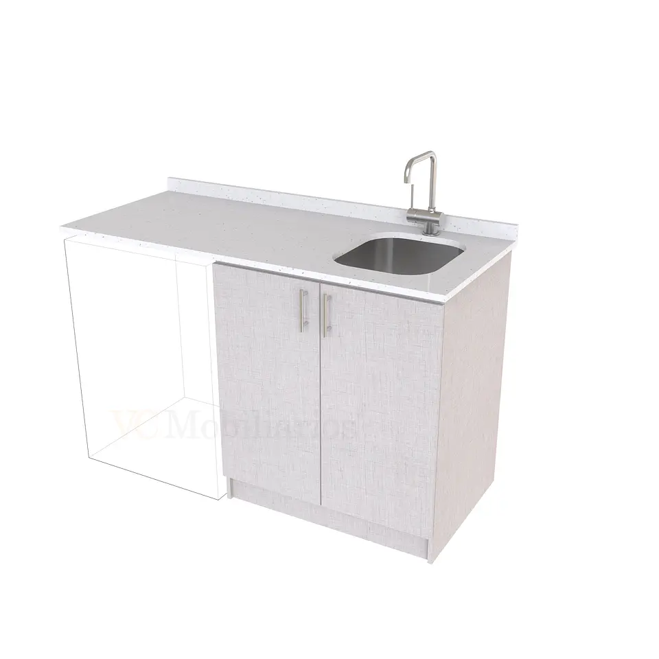 Mueble para logia de 140cm con lavadero y cubierta de cuarzo / M1-1434-MLO / Giorno 1