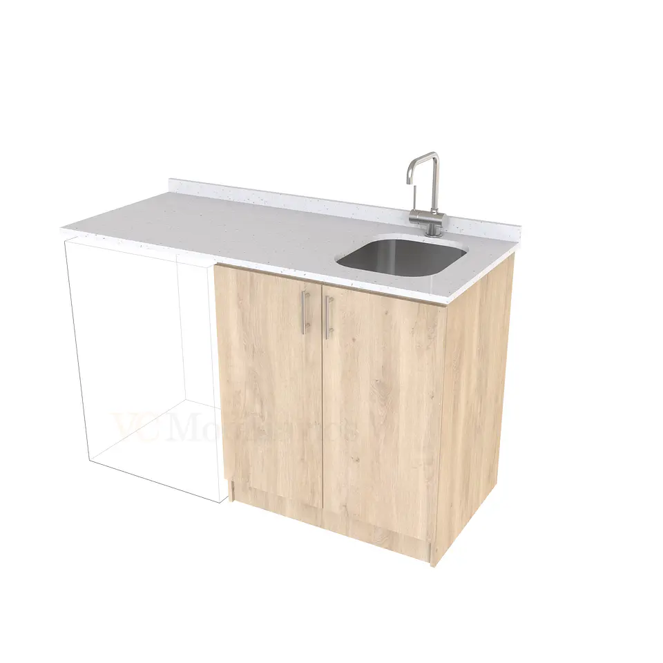 Mueble para logia de 140cm con lavadero y cubierta de cuarzo / M1-1434-MLO / Jerez 1