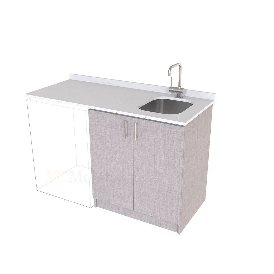 Mueble para logia de 140cm con lavadero y cubierta de cuarzo / M1-1434-MLO / Notte 1