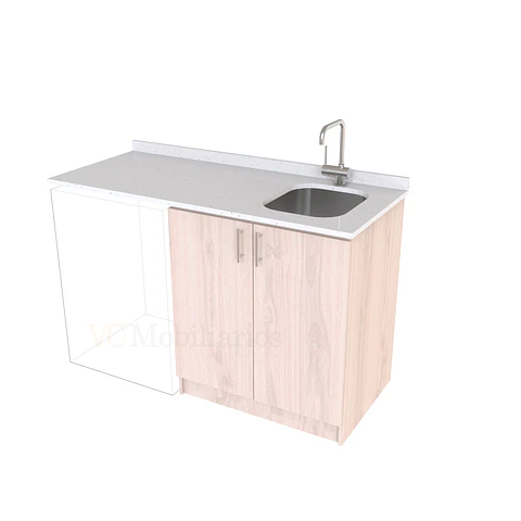 Mueble para logia de 140cm con lavadero y cubierta de cuarzo / M1-1434-MLO / Nougat
