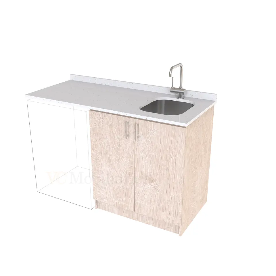 Mueble para logia de 140cm con lavadero y cubierta de cuarzo / M1-1434-MLO / Provenzal 1