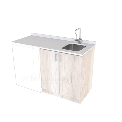 Mueble para logia de 140cm con lavadero y cubierta de cuarzo / M1-1434-MLO / Toscana