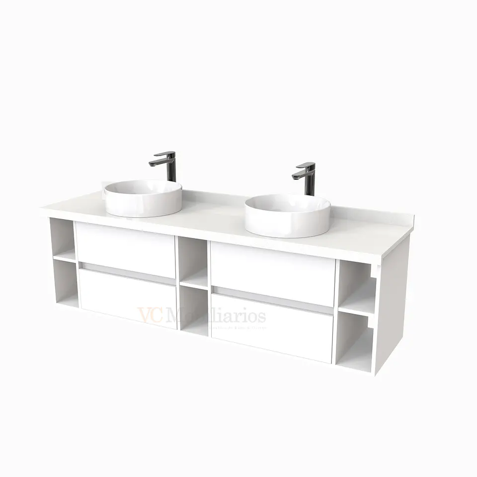 Mueble Vanitorio  para lavamanos sobreponer Doble de 170 cm M5-1730-SPA / Blanco 1