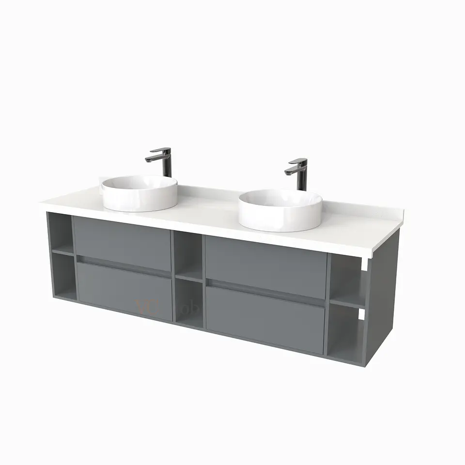 Mueble Vanitorio  para lavamanos sobreponer Doble de 170 cm M5-1730-SPA / Grafito 1