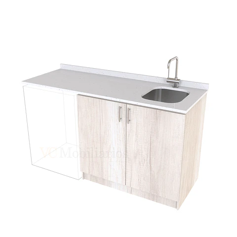 Mueble para logia de 160cm con lavadero y cubierta de cuarzo / M1-1634-MLO / Toscana