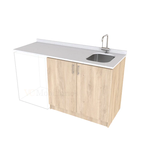 Mueble para logia de 160cm con lavadero y cubierta de cuarzo / M1-1634-MLO / Jerez