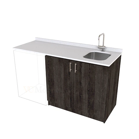 Mueble para logia de 160cm con lavadero y cubierta de cuarzo / M1-1634-MLO / Espresso