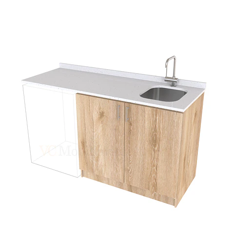 Mueble para logia de 160cm con lavadero y cubierta de cuarzo / M1-1634-MLO / Cava