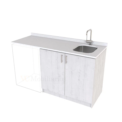 Mueble para logia de 160cm con lavadero y cubierta de cuarzo / M1-1634-MLO / Alaska