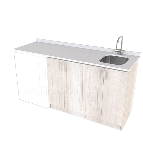 Mueble para logia de 180cm con lavadero y cubierta de cuarzo / M1-1834-MLO / Toscana