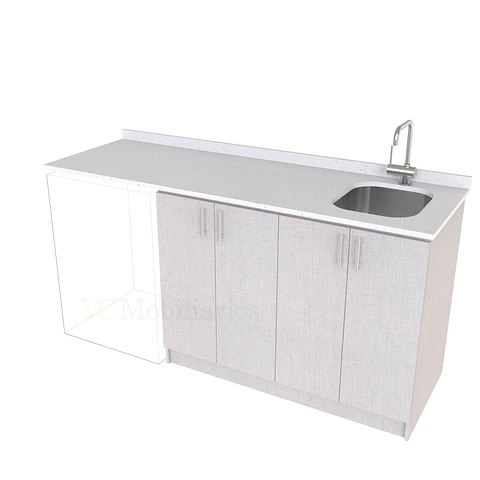 Mueble para logia de 180cm con lavadero y cubierta de cuarzo / M1-1834-MLO / Giorno