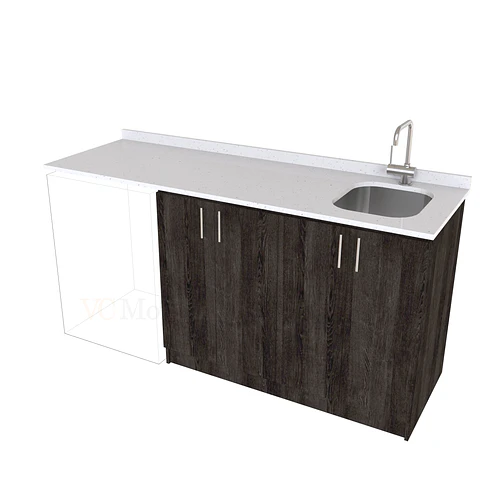 Mueble para logia de 180cm con lavadero y cubierta de cuarzo / M1-1834-MLO / Espresso