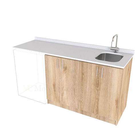 Mueble para logia de 180cm con lavadero y cubierta de cuarzo / M1-1834-MLO / Cava