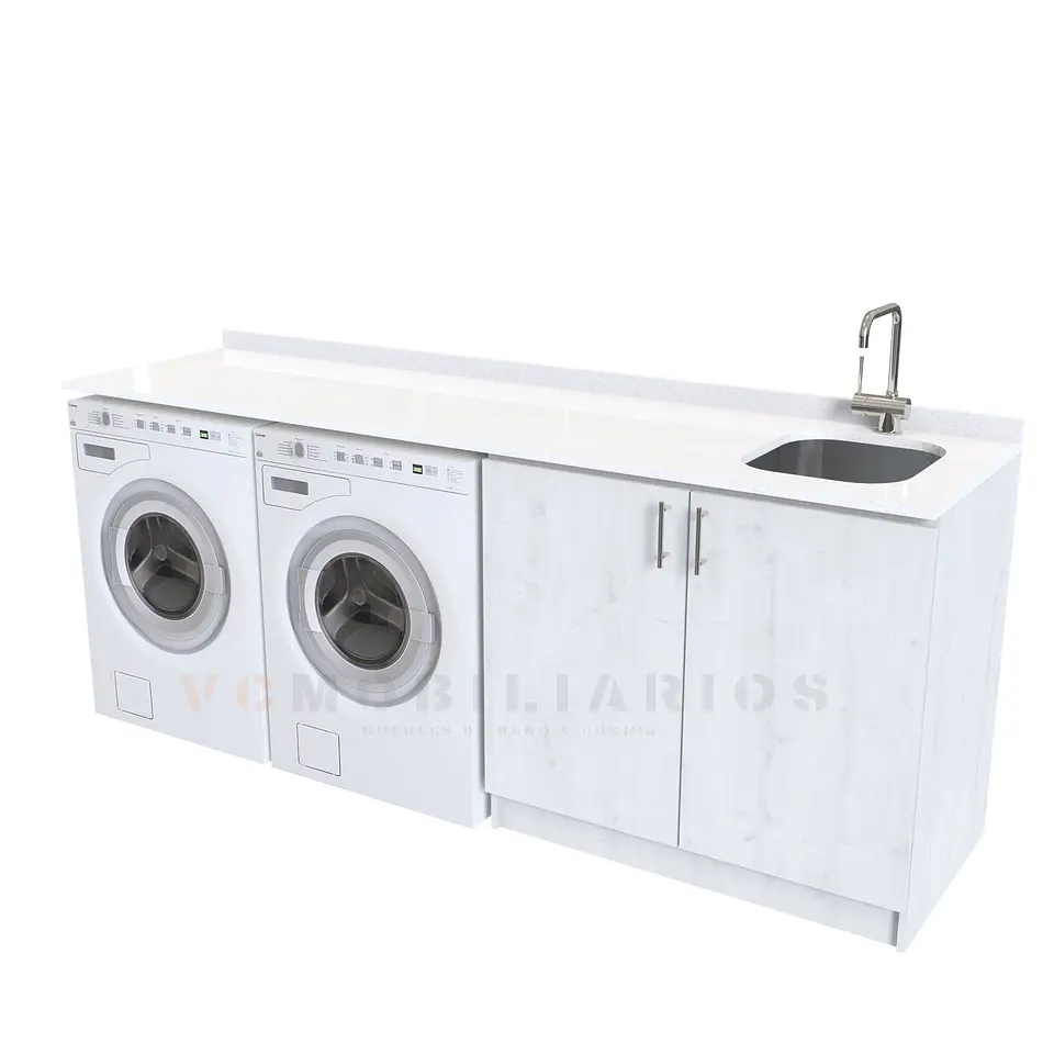 Mueble para logia de 200cm con lavadero y cubierta de cuarzo / M1-2030-MLO / Alaska 1