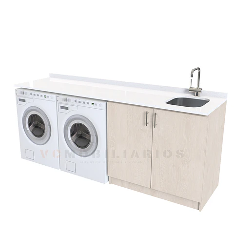 Mueble para logia de 200cm con lavadero y cubierta de cuarzo / M1-2030-MLO /  Provenzal