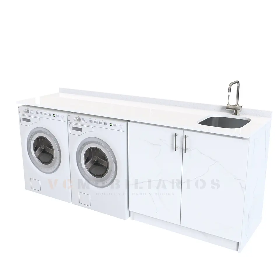 Mueble para logia de 200cm con lavadero y cubierta de cuarzo / M1-2030-MLO / Marmara 1