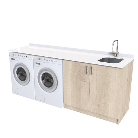 Mueble para logia de 200cm con lavadero y cubierta de cuarzo / M1-2030-MLO / Jerez