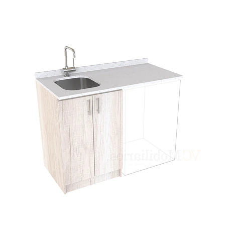 Mueble para logia de 120cm con lavadero y cubierta de cuarzo / M1-1234-MLO / Toscana