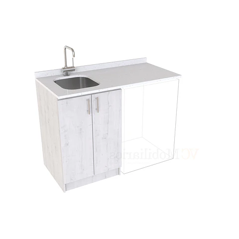 Mueble para logia de 120cm con lavadero y cubierta de cuarzo / M1-1234-MLO / Alaska