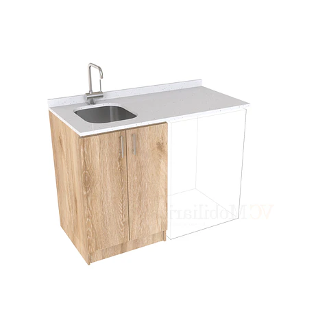 Mueble para logia de 120cm con lavadero y cubierta de cuarzo / M1-1234-MLO / Cava