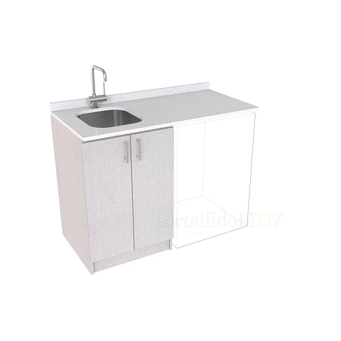 Mueble para logia de 120cm con lavadero y cubierta de cuarzo / M1-1234-MLO / Giorno