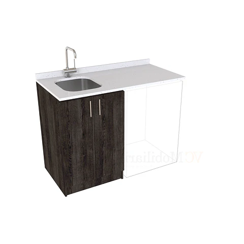 Mueble para logia de 120cm con lavadero y cubierta de cuarzo / M1-1234-MLO / Espresso