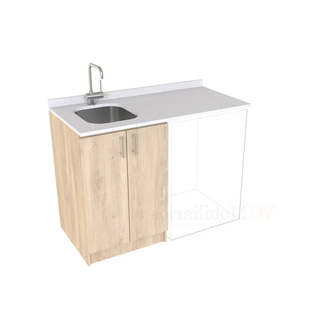 Mueble para logia de 120cm con lavadero y cubierta de cuarzo / M1-1234-MLO / Jerez