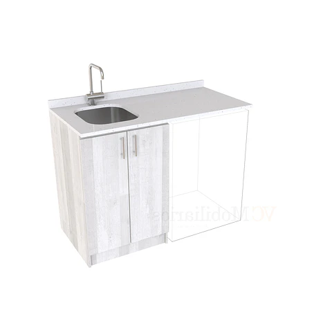 Mueble para logia de 120cm con lavadero y cubierta de cuarzo / M1-1234-MLO / Legno