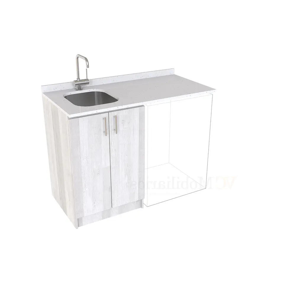 Mueble para logia de 120cm con lavadero y cubierta de cuarzo / M1-1234-MLO / Legno 1