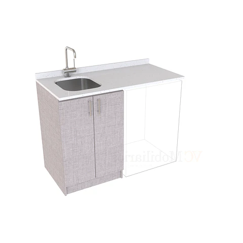 Mueble para logia de 120cm con lavadero y cubierta de cuarzo / M1-1234-MLO / Notte