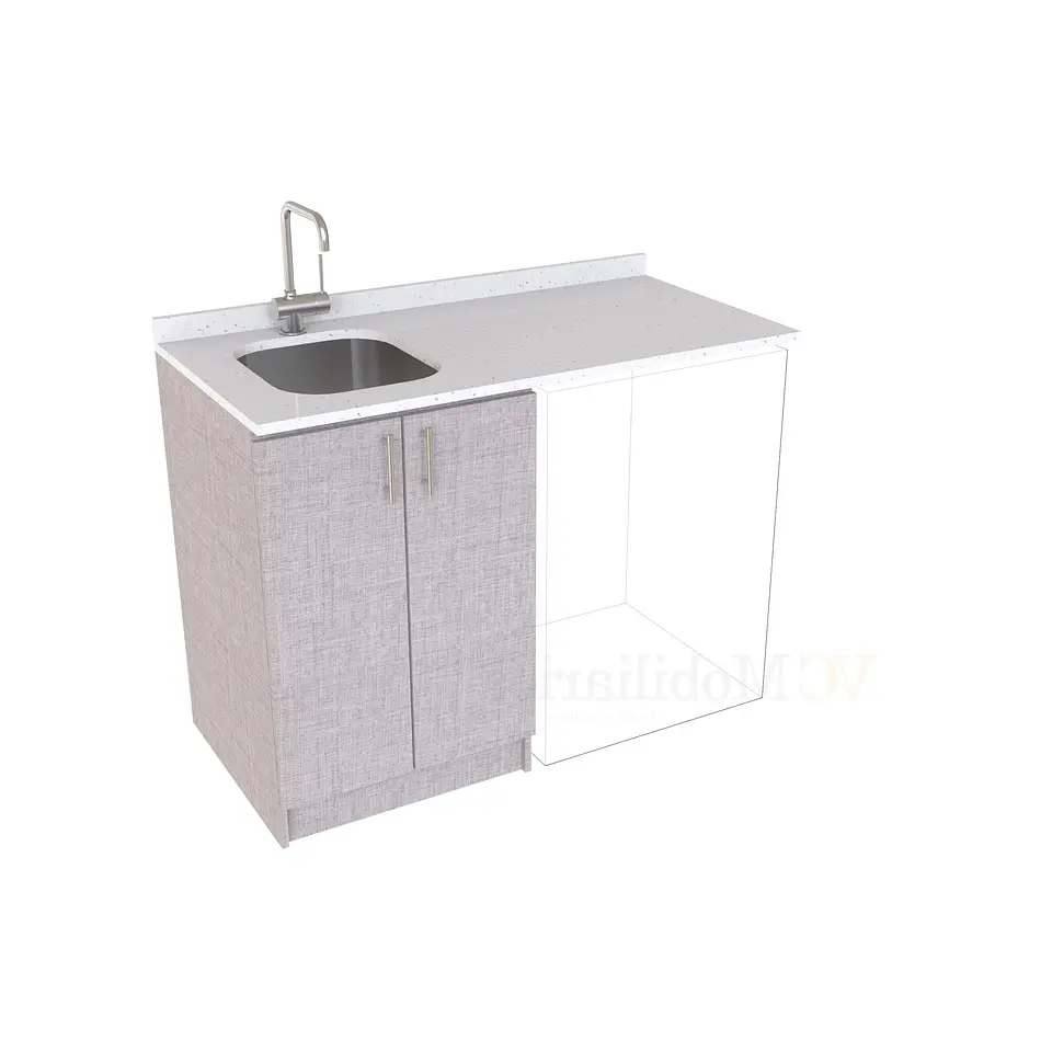 Mueble para logia de 120cm con lavadero y cubierta de cuarzo / M1-1234-MLO / Notte 1