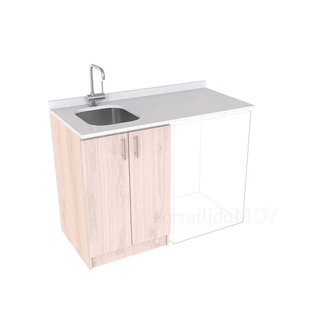 Mueble para logia de 120cm con lavadero y cubierta de cuarzo / M1-1234-MLO / Nougat