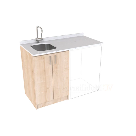 Mueble para logia de 120cm con lavadero y cubierta de cuarzo / M1-1234-MLO / Rustico