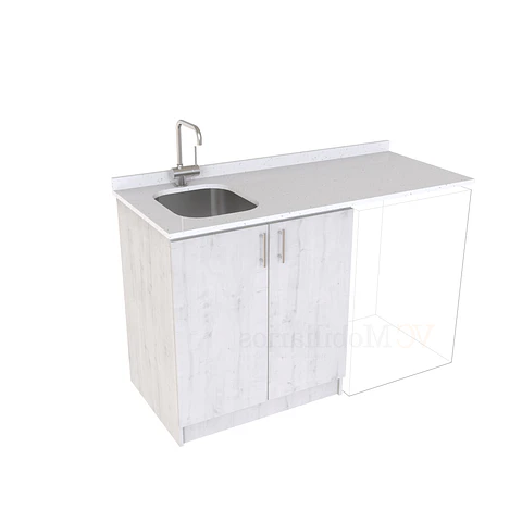 Mueble para logia de 140cm con lavadero y cubierta de cuarzo / M1-1434-MLO / Alaska