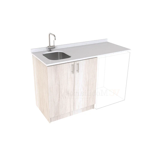 Mueble para logia de 140cm con lavadero y cubierta de cuarzo / M1-1434-MLO / Toscana
