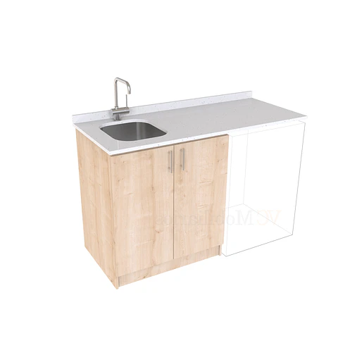 Mueble para logia de 140cm con lavadero y cubierta de cuarzo / M1-1434-MLO / Rustico